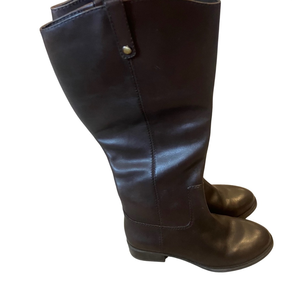 INC International Concepts Fawne XWC Dark Brown Leather Wide Calf Riding Boot 7W
